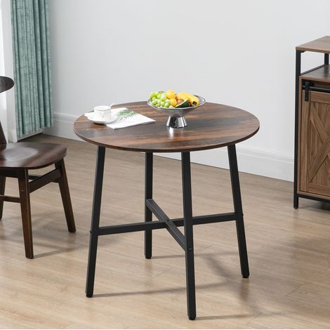 Mesa de comedor Ø80x76 cm marrón en madera contrachapada con estructura de acero para 4 personas (1/5)