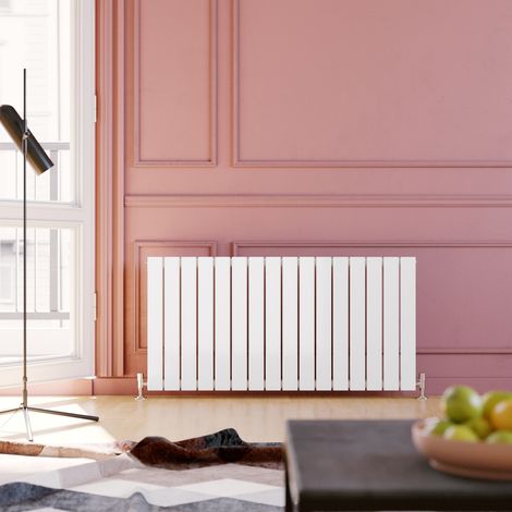 ELEGANT 600x1216mm White Designer Radiator Horizontal Flat Panel Single Panel Radiator (1/5)