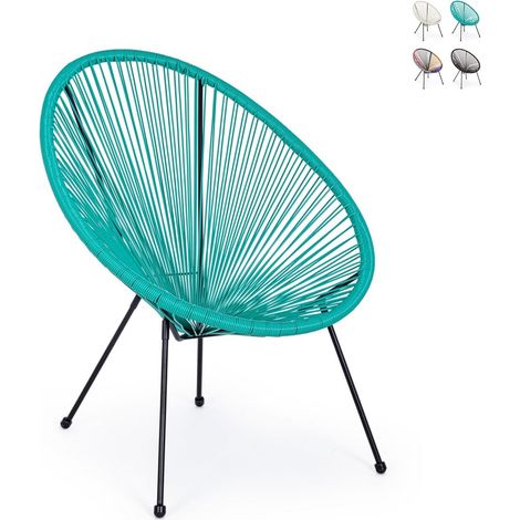 Fauteuil d'extérieur en corde design spaghetti Parker YES - Turquoise (1/5)