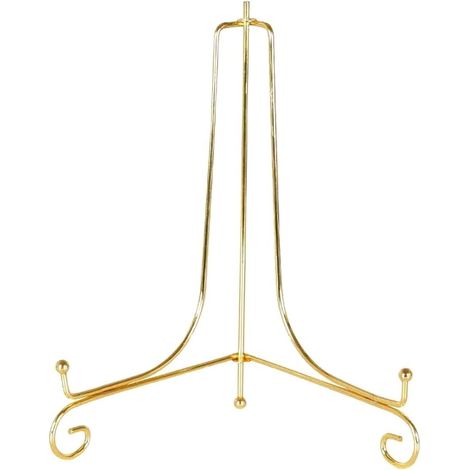 1 - Présentoir - Socle Photo - Support D&39Assiette Et Cadre - Décoration Intérieure Et Bureau - Or - 12 cm (1/5)