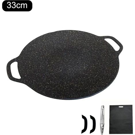 Plaque de cuisson antiadhésive en pierre pour barbecue portable, idéale pour le camping en extérieur (30/33/36 cm).