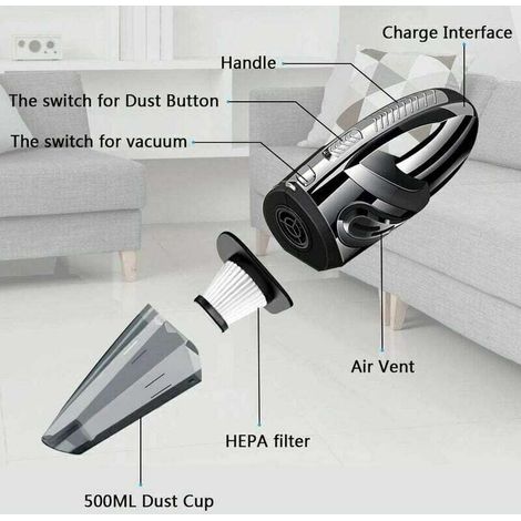 Aspirateur à cendre,Aspirateur à Main sans Fil Puissant Portable 120W 2200mAh avec Fonction Huimide & Sèche Filtre HEPA Lavable et 5 Buses Rechargea (1/3)