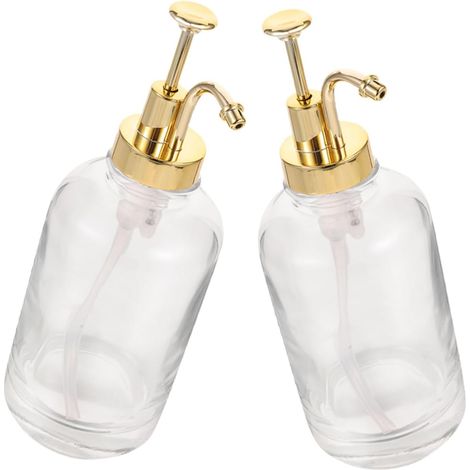2 pièces Lot de Distributeurs Sirop Café Verre avec Pompe Dorée Design Multi-usage Transparent Pratique pour Miel Sirop et Lotion pour Bar et Cuisine (1/5)