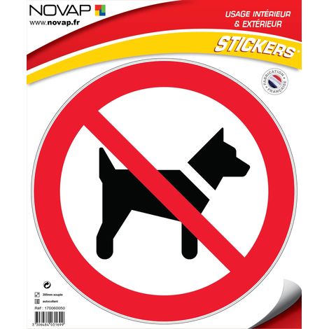 Panneau Interdit aux chiens - Vinyle adhésif Ø300mm - 4031699