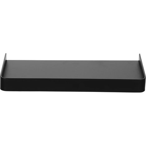 Support Mural Auto-Adhésif en Acier Inoxydable Noir, Petite Étagère Murale Flottante Étanche pour Rangement Téléphone Portable Toilettes et Salle de Bain (1/5)