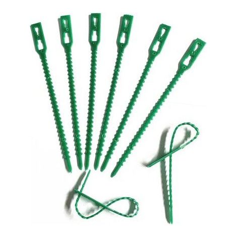 Attache de jardin - Lot de 200 pièces - Vert - Matériau PE - Longueur 17 cm - Support flexible pour plantes (1/5)