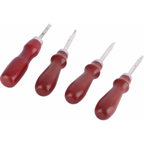 Lot de 4 outils à biseauter le cuir en acier et santal, burin à arêter pour artisanat DIY sac ceinture portefeuille 0.8 1.0 1.2 1.5 mm (1/5)