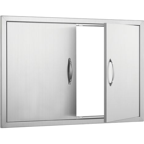 Mophorn Puerta de Acceso a Barbacoa 915 x 610 x 46 mm Puerta de Cocina Exterior Doble Puerta Empotrada de Acero Inoxidable con Manija para Isla de Barbacoa, Estación de Parrilla, Armario Exterior