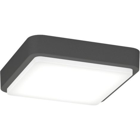 Plafoniera moderna top light irvine 37 gx53 led ip54 alluminio policarbonato, finitura metallo grigio-antracite