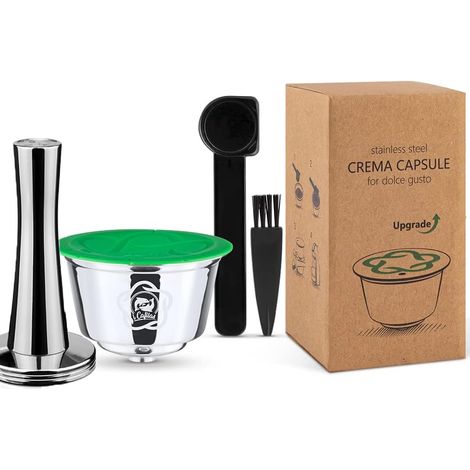 Tamper à café pour Dolce Gusto inox + Capsules de Café Réutilisables Compatibles avec machine à café + Cuillère + Brosse (Capsule+Coffee Tamper) (1/5)