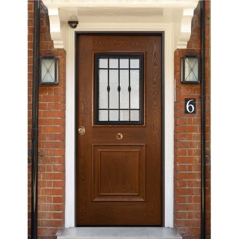 Porta Blindata con Vetro per Esterno da Ingresso Pannello Portone Noce (1/4)