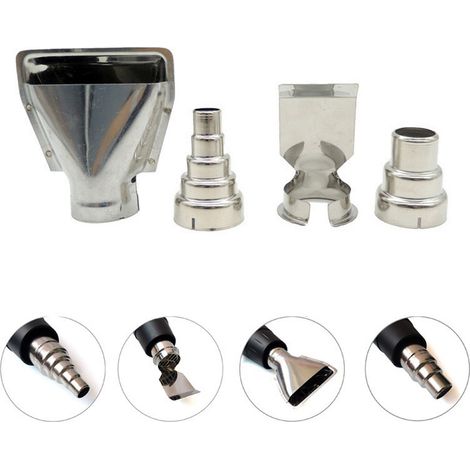 Lot de 4 buses accessoires en acier inoxydable pour pistolet à air chaud universel kit électrique bricolage outil industriel à air chaud