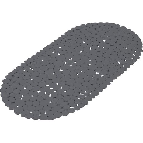 Badewannenmatte – 1 Stück – Anthrazitfarbenes PVC – Kieselsteinmuster – Rutschfest – Badezimmer – 36 x 69 cm (1/2)