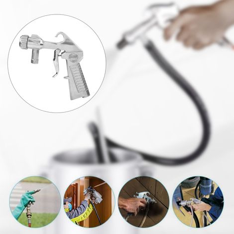 Pistola de chorro abrasivo con 4 boquillas cerámicas (4,5 mm/5 mm/6 mm/7 mm) – Aluminio – Presión 60–120 PSI – Juego de abrasivos para limpieza, decapado de pintura y grabado de metales (1/5)