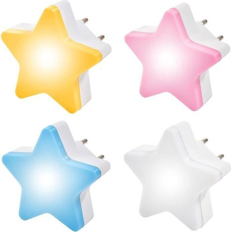 Veilleuse LED pour enfants, lot de 4veilleuses avec capteur de lumière automatique,veilleuse Plug and Play pour chambre,pentagramme (1/5)