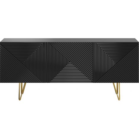 Credenza design nero e oro 3 ante L160 cm OZEN