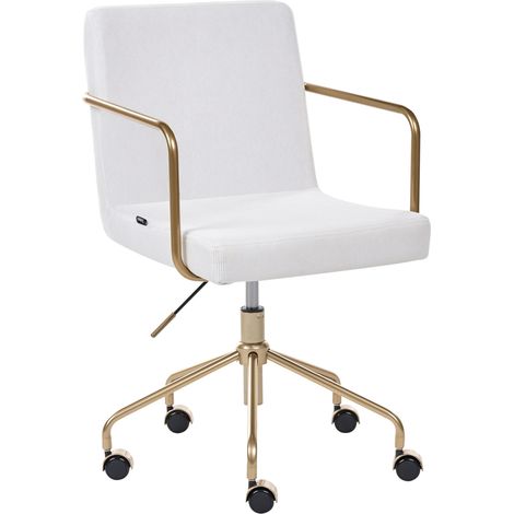 Office Chair Off-White Corduroy Upholstery Height Adjustment Swivel Base Home Office TRINITY