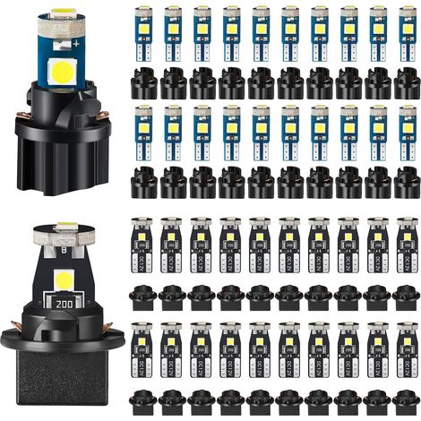 40 unidades - Luces LED para salpicadero T5 y T10 - Con base giratoria - Bombillas de repuesto - Panel de instrumentos - Caja de contadores - Interior - Mapa - 40 unidades (1/5)