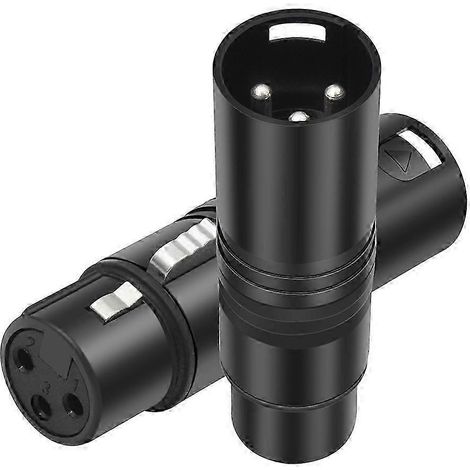 Adaptateur XLR mâle vers femelle (lot de 2), connecteur d'extension pour câble audio XLR 3 broches pour microphone. (1/5)