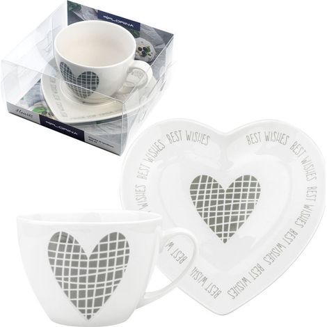Florina Hearts Geschenkset Tasse und Untertasse 460 ml