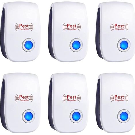 Répulsif Ultrason Anti-Rongeurs Insectes, 6 pcs Ultrason Anti Moustique Ultrason Souris et Rats, Intérieur Répulsif Électronique Insectes pour Souris, Rats Fourmis Araignées Moustiques