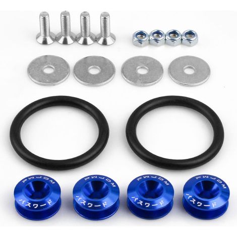 JDM Car Front and Rear Bumper Reinforcement Washers, Reinforcement Screws, Modified Shims, Bumper Quick-Release Clips, and Bumper Clips - Blue