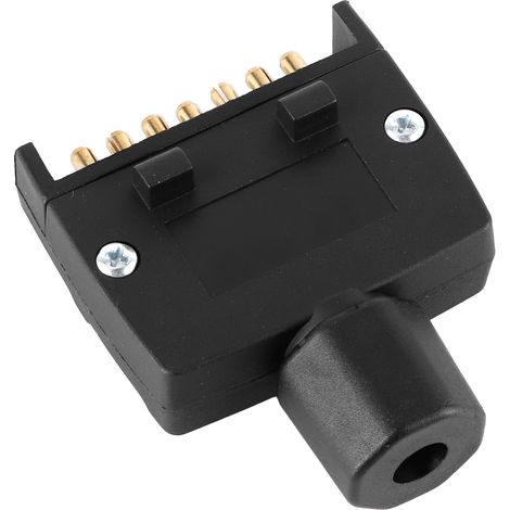 Adaptateur de prise de remorque mâle plate à 7 broches, noir, pour véhicules utilitaires, camping-cars, voitures et bateaux (1/5)