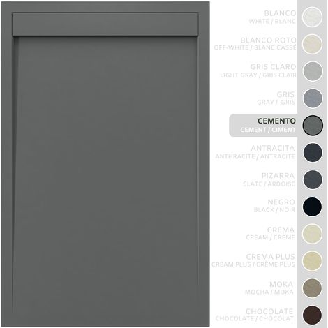 SOULBATH Receveur de Douche -Résine -Gel Coat -Texture Lisse/Pierre -Antidérapant -Couleur Gris Ciment 100X70 Extra plat 3Cm Conception Minimaliste (1/5)