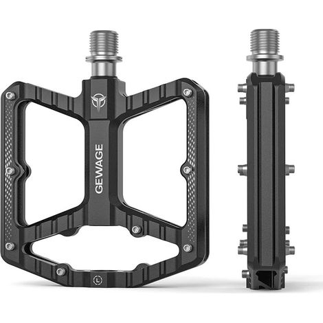 Pedales de bicicleta de plataforma con rodamientos sellados de aluminio Gewage, color negro. (1/5)