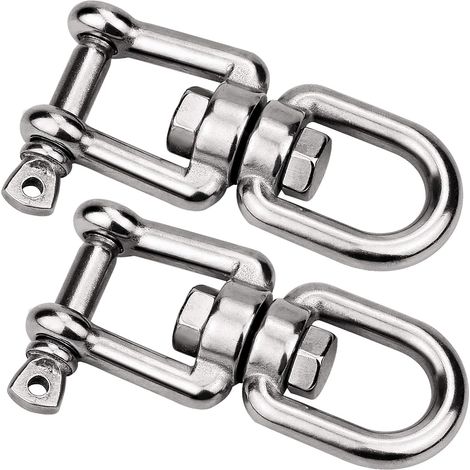 2Pcs M8 Manille Pivotante en Acier Inoxydable 304 de Qualité Marine Ancre Mâchoire Pivotante Double Émerillon Manilles Chaînes pour Chaîne d'ancre de Bateau/amarrage (1/5)