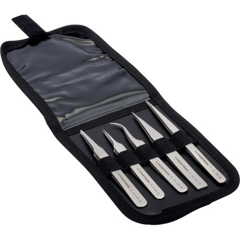 Bahco Satz Hochpräzisionspinzetten aus Edelstahl, antimagnetisch SS, AA, 2A, 4, 7A 5 Stk. pro Tasche (1/2)