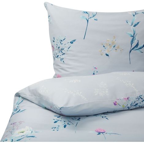Bettwäsche-Set EVERGREEN Baumwollsatin 220 x 240 cm Hellblau