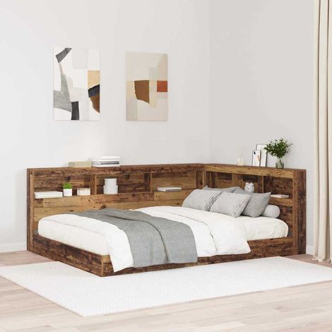 Aufbewahrungskopfteil mit Regal Altholz 140 cm Holzwerkstoff