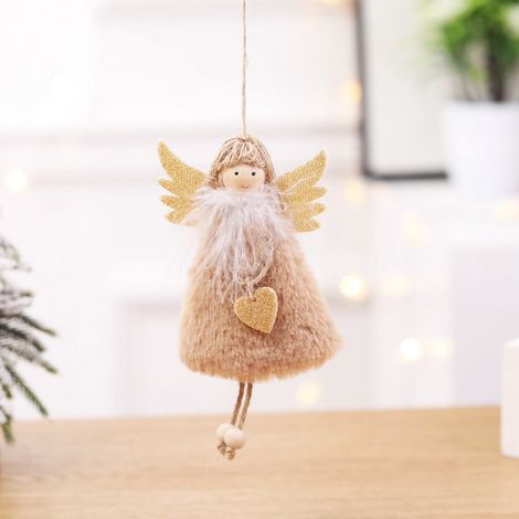 Angel - Figurine De Décoration De Noël En Peluche - Pour Arbre De Noël Porte Mur Cheminée - 17 X 10 Cm - 1 Pièce (1/2)