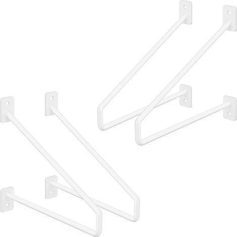 ML-Design 4 Pezzi Staffe per Mensole 220 mm Bianco in Acciaio Supporto per Mensola Galleggiante Industriale per Montaggio a Parete Staffa di Scaffale a Muro Staffa a Muro Supporti per Mensole Mobili