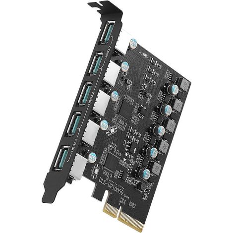 PCI-E USB-Erweiterungskarte mit 5 Ports, Typ A, USB 3.2, 20 Gbit/s, inklusive Adapter und Treiber (kostenlos)