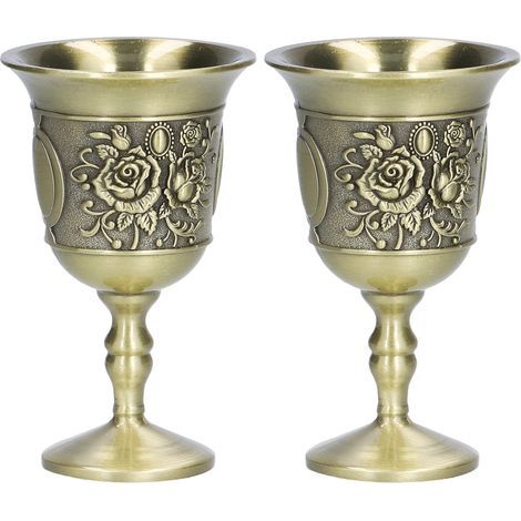 Vintage-Weingläser aus Metall mit Chrysanthemenmuster im Courtyard-Stil, Geschenkidee für Bar und Dekoration (1/5)