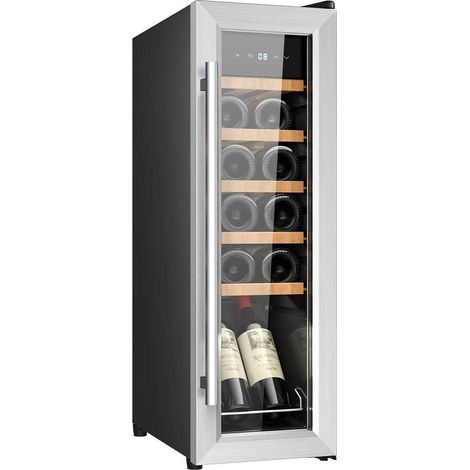 Cecotec – Cave à vin sur pied 12 bouteilles – Écran tactile – Réglage de 8 à 18ºC – Éclairage LED – Étagères en bois – Classe E