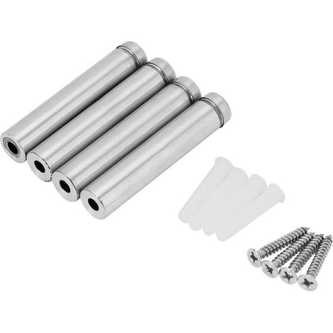 4 pièces Vis entretoises en verre fixations en acier inoxydable support (12 x 80 mm) (1/4)