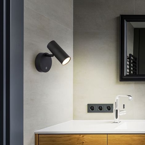 Applique murale noire orientable Spot mural Accu Support magnétique Applique murale Touchdimmer, 1x LED 0,4W 29Lm blanc chaud, LxLxH 15x10x12,5 cm