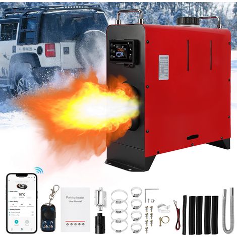 TolleTour Riscaldatore diesel ad aria  8 kW  12/24 V  Bluetooth, LCD e telecomando  4 uscite aria  verticale  serbatoio 5 L  tutto in uno (1/5)