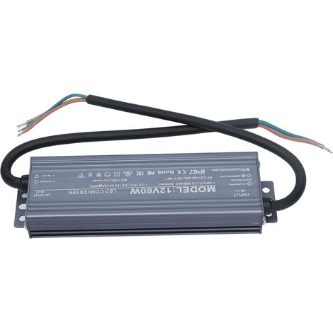 Alimentation LED, transformateur de commande, étanche IP67, tension constante 60 W, AC170-265 V, 12 V, 5 A (1/5)