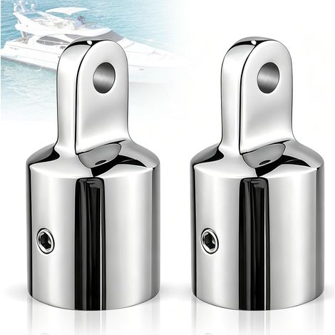 Embouts Bimini Top - Lot de 2 - Acier Inoxydable 316 - Fixation Clip - Tuyau 22mm - Bateau Kayak (1/5)