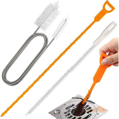 Brosses Furet Déboucheur Lot de 3 - 3 pièces, inox, universel - brosse canalisation salle bain cuisine wc - deboucheur brosse - (1/5)