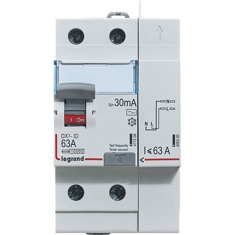 Legrand - Interrupteur differentiel bipolaire - 2P - type AC 30mA arrivée haut/départ haut 63A