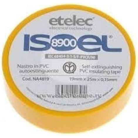Etelec nastro isolante 19mmx25mx0.15mm giallo na4819 (1/2)