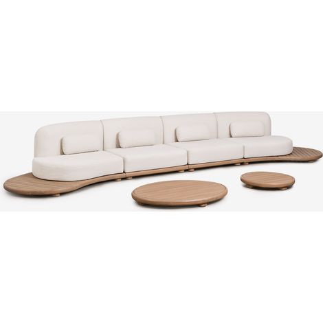 Set da giardino con divano modulare lineare a 4 pezzi e 2 tavolini in legno di acacia Gerard SKLUM             (1/5)