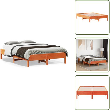 - vidaXL Letto senza Materasso Marrone Cera 140x190 cm in Legno di Pino -