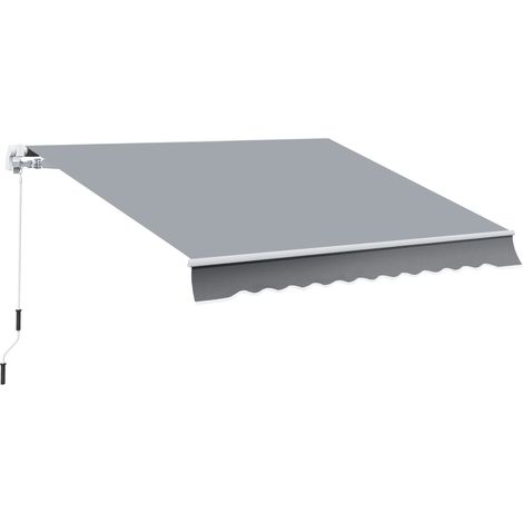 Manuell einziehbare Markise 295 x 245 cm, Terrassenmarkise mit Kurbel, Neigungswinkel 45°–85° verstellbar, Aluminium und 280 g/m² Polyester, für Terrasse, Balkon und Hof, grau
