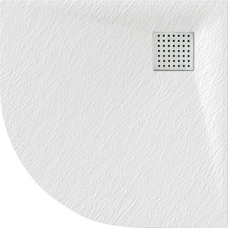Luxury 800 x 800mm Low Profile Textured Quadrant Shower Tray and Waste - Quad White (1/2)